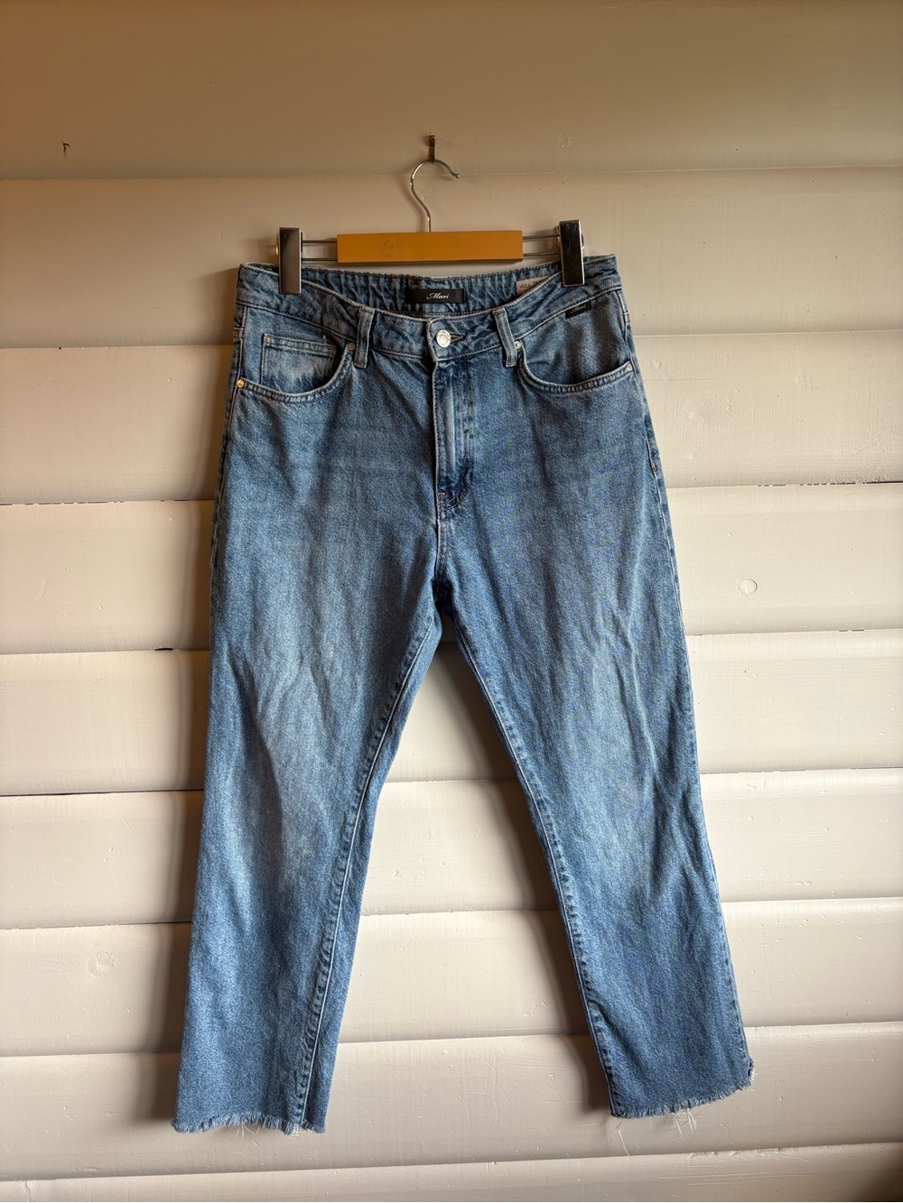 Mavi Viola High Rise Slim Straight Jeans Light Wash Raw Hem 30/27